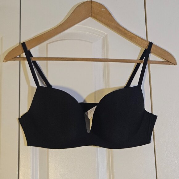 Maidenform Bra Size 38B Black Wireless Smoothing Push Up T-Shirt Bra RN#15763 - Picture 1 of 5